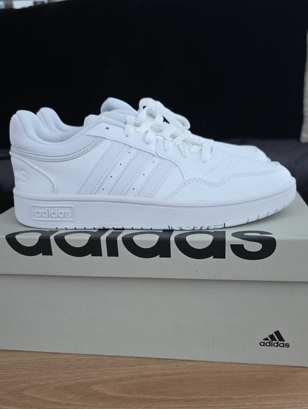 adidas White All-Over Leather Low-Top Trainers